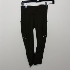 Dark Green Leggings with Reflective Detail